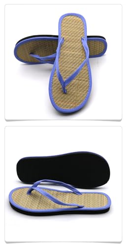 Bamboo Slippers Sandals for Women Tatami Flip Flops Straw Rattan Woven Grass Japanese Slides Non Slip Wooden Zori Beach Travel Hawaiian Summer Indoor House Boho Standing All Day Comfortable Walking3