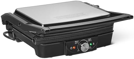 Amazon Basics Elektrogrill mit Temperaturregelung und Antihaftplatten, 2000 Watt, schwarz