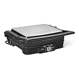 Amazon Basics Elektrischer Kontaktgrill mit Temperaturregelung, Antihaftplatten, 2000W, Schwarz