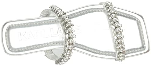 Karl Lagerfeld Paris Women's Payzlee Embellished Flat Sandal Slide, Silver, 7.5 | Image 4