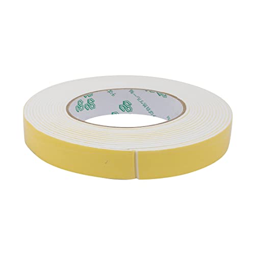 Image of uxcell Sealing Foam Tape 20mm Wide 2mm Thick 5m /16.4ft Long, Self Adhesive Weather Strip for Window Door Insulation, Yellow White, Pack of 2