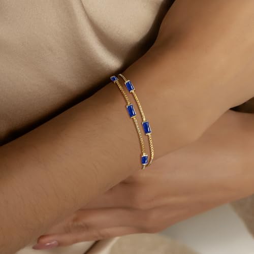 Gold Birthstone Bracelet for Women Trendy 14K Gold Dainty Bracelet for Friend Friendship Birthday Mother Gifts for Her Jewelry2
