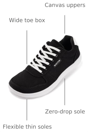 Image of WHITIN Women's Minimalist Barefoot Shoes Wide Toe Box W882 | Natural Toe Freedom, Zero Drop Balance, Flexible Thin Sole, Lightweight Canvas Comfort, Daily Walking
