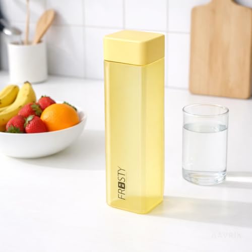 Image of Premium Slim Square Water Bottle BPA Free Plastic Frosty Finish Leak Proof Fridge Fit Freezer Safe Drinking Bottle for School Office Gym Travel Use (Square Bottle)(PACK OF-1, 6 PCS)