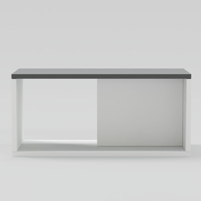 Image of Wooden Coffee Table for Living Room | Centre Table | Tea Table | Small Side Table | Center Table for Drawing Room | Modern Home Furniture Table | Color-White & Grey | Size-90x50x45 Cm