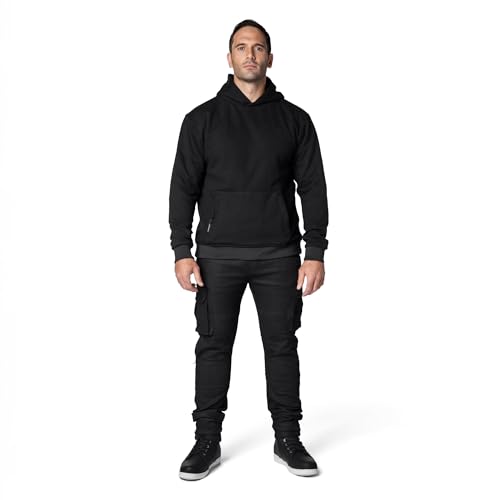 NBT Clothing Body Guard Hoodie 2.0 Mens CE AA Aramid Protective Pullover with Removable Armor Black XXX-Large Abrasion Resistant 3-Layer All-Season Riding Hoodie