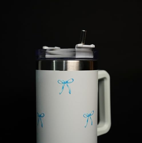 Image of 1200ML Stainless Steel Tumbler Hot and Cold with Handle and Lid and 2 Straws, Double Insulated Cup Leak Proof Mug Cupholder for Gym, Travelling (Blue bowss)
