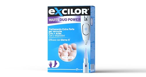Excilor Warts Duo Power, Trattamento Extra Forte per Verruche con due dispositivi Crio + Acido, Efficace dal giorno 5, per la rimozione di verruche di mani e piedi