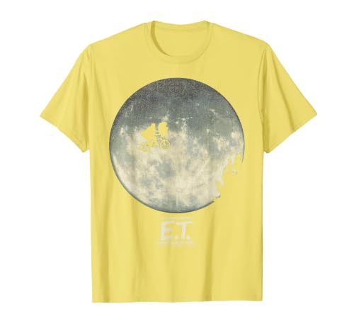 E.T. Infamous Flying Bike Scene Silhouette Logo T-Shirt, Men, Lemon Yellow, X-Large
