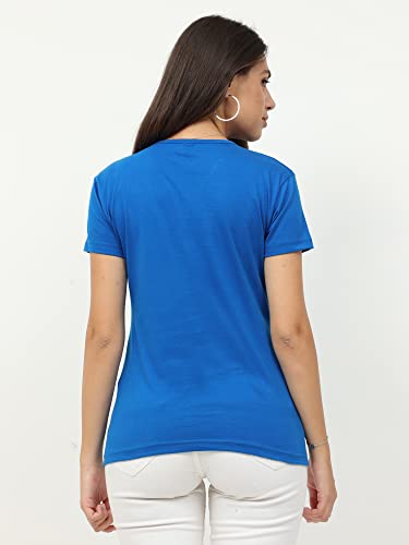 Image of FLEXIMAA Women's Cotton Plain V Neck Half Sleeve T-Shirt