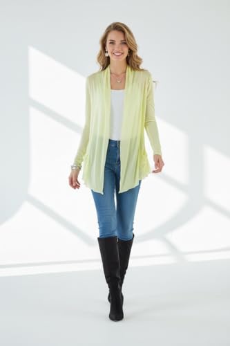 Image of ToBeInStyle Womens Open Front Long Sleeve Lightweight Asymmetrical Draped Cardigan with Side Pockets
