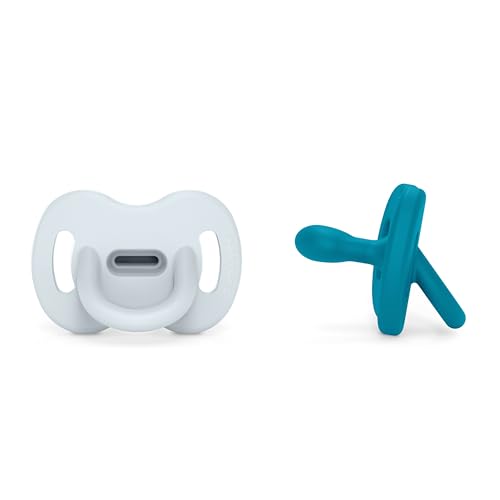 Image of Color Essence SX PRO Silicone Baby Pacifier 2Pk, Made with 100% Soft Silicone, Baby Essentials Perfect for Breastfeeding Babies, Designed in Spain, 0-6 Mths, Ballad Blue /Deep Ocean