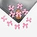 100 Pcs Pink Bow Nail Charm for Women Girl, 3D Decoration Resin Rhinestones Bowknot for DIY Art Accessories
