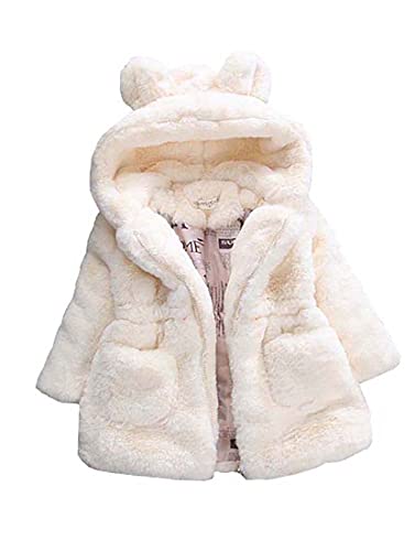 Image of WEONEDREAM Toddler Girls Winter Fleece Coat Kids Hooded Faux Fur Jacket Baby Warm Outwear