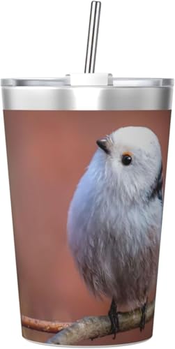 魔法瓶 シマエナガ かわいい 鳥 タンブラー 350ml ステンレス製 水筒蓋とストロー付き 真空断熱漏れない 持ち運び 直飲み 子供 通勤 通学 かわいい おしゃれ プレゼント