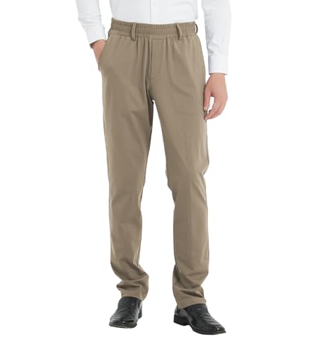 LETAOTAO Mens Elastic Waist Pants for Seniors High Stretch Expandable Waist Slacks for Elderly with Magnet Button2