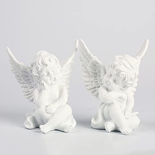 Fairy Ornaments Grave Decorationscherub Resin Statue Sculpture Decorative Baby Angel Figure Garden Miniature White 2pcs