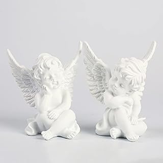 Fairy Ornaments Grave Decorationscherub Resin Statue Sculpture Decorative Baby Angel Figure Garden Miniature White 2pcs