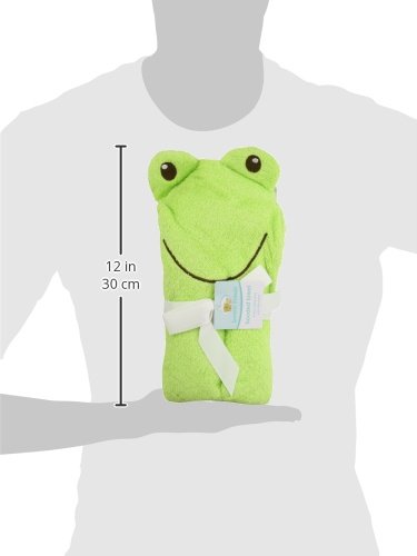 Image of Luvable Friends Unisex Baby Cotton Animal Face Hooded Towel, Frog, One Size