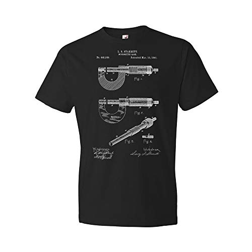 Micrometer Gage Patent T-Shirt, Engineer Gift, Micrometer Tee, Technology Shirt Black