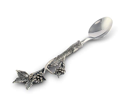 Vagabond House Heirloom Quality Pewter Jam Spoon - 5.5 Inches, Vintage Spoons Perfect for Breakfast Tea Party and Honey - Detailed Blackberry Jam Spoons