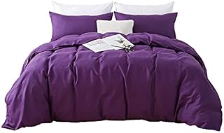 Amazon Brand - Umi Double Duvet Cover Set,Purple Duvet Cover Double Bed,Easy Care Soft Double Size Duvet Cover sets with Pillowcases,Quilt Cover Bedding Set