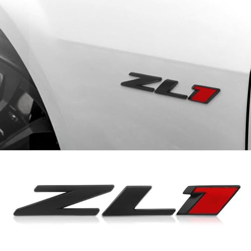 Image of 3D Raised Letters ZL1 Emblem Metal with Adhesive Backing for Chevy Comaro Automotive Decoration(Black Red)