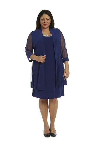Image of R&M Richards Women's Petite Glitter Trim Jacket Dress