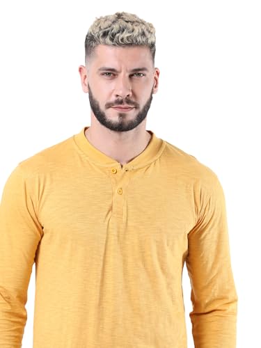 Image of fanideaz Mens Premium High Neck Henley T Shirts for Men Branded Full Sleeve Shirt for Men in Pure Cotton Casual & Formal Wear