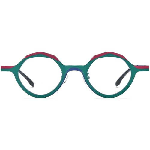 Image of FONEX Colorful Pure Titanium Glasses Frame Women Retro Round Eyeglasses