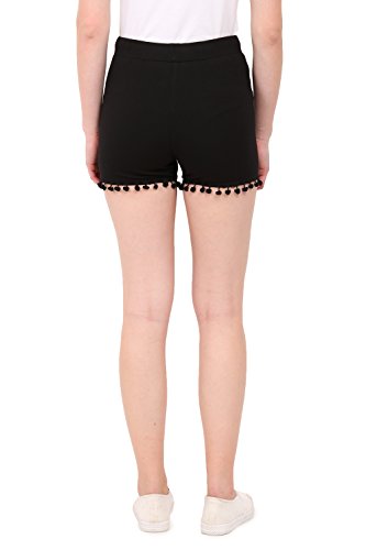 Image of LE BOURGEOIS Women Waist Elastic with Drawstring Solid Fit Casual Shorts