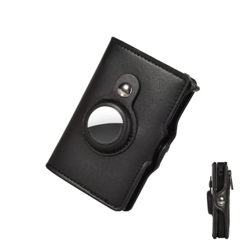Slim Wallet Portemonnaie Kompatibel mit AirTag, Herren Brieftasche Kreditkartenetui Geldbörse mit RFID-Schutz aus Premium Leder, Multifunktional Geldbeutel mit Münzfach, 7 Kartenfächer, 1*Schutzfolie Cover