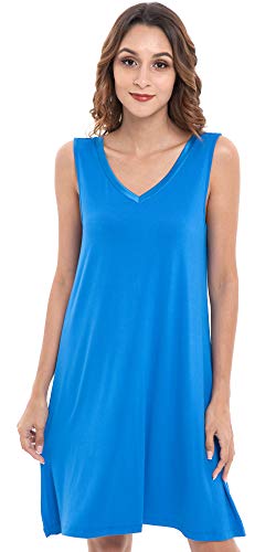 Image of GYS Cooling Bamboo Viscose Nightgowns for Women, Lightweight Sleeveless V Neck Sleep Shirt for Hot Sleepers, Soft Night dress