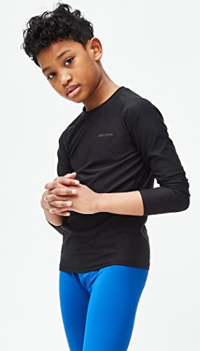 Devops Youth Boys 3-Pack Compression Athletic Performance Baselayer Long Sleeve Shirts (X-Small, Black/White/Navy) #TOP1