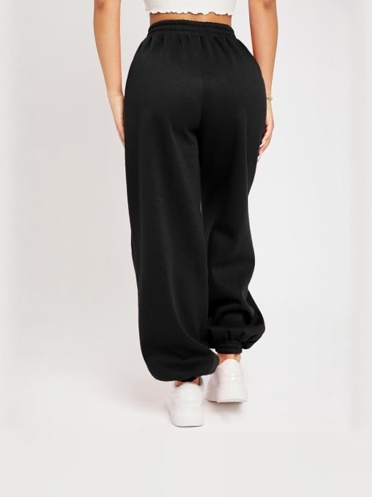 Image of Women?s Casual Black Jogger Pants ? Soft Pants with Adjustable Drawstring & Side Pockets