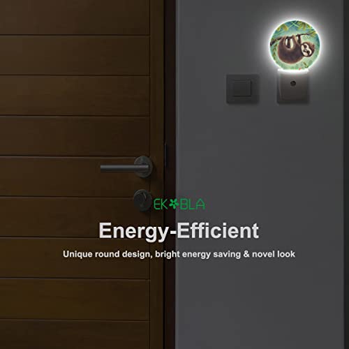Image of EKOBLA Sloth Night Light, Cute Jungle Animal Night Lights Plug Into Wall with Dusk to Dawn Sensor for Kids Room, 0.5W Sleep Friendly