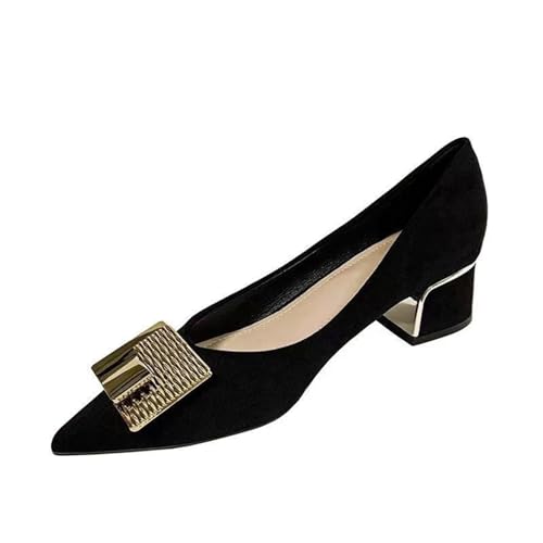 Pumps dam spetsklänning skor stilett kvällsskor fest bröllopsskor damskor eleganta och bekväma klackskor Mary Jane halvskor höga klackar spetsskor PU-läder ballerina skor, svart, 36 EU