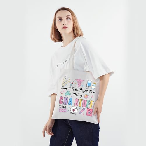 PWHAOO Certified Nurse Assistant Tote Bag Can’t Talk Right Now Doing CNA Stuff Tote Bag CNA Appreciation Gift4