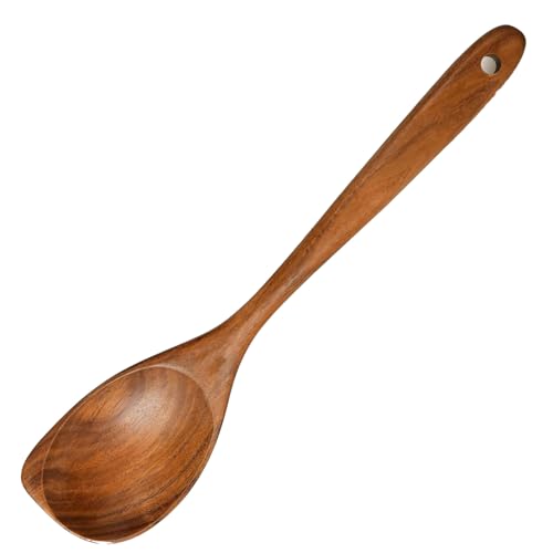 Wooden Non-Stick Spoons - 12.8 Inch Long Handle Big Stirring Corner Spoons Heat Resistant Wooden Cooking Utensils (1Pcs)