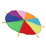 DYNWAVE Rainbow Parachute Toy Kids Outdoor Games Challenge Outdoor Exercise Toys Rainbow Umbrella for Party Toy Playground Boys Girls, 360cm