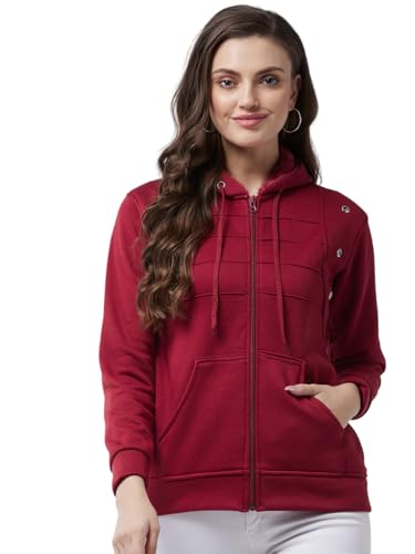 Image of Pivl Women's Fleece Blend Winter hooded Jacket.