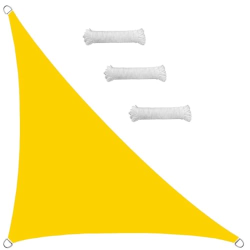 Sonnensegel Wasserdicht Dreieck rechtwinklig 6x6x8m Sonnensegel Balkon Sonnenschutz 95% UV Schutz Windschutz für Balkon Garten,mit Ösen und Befestigungsseile Fluoreszierendes Gelb