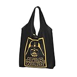 [LDU] スターウォーズ エコバッグ 大容量折りたたみエコバッグ買い物袋 人気軽量防水ショッピングバッグおしゃれレディースメンズ多機能トートバッグレジ袋 コンパクトコンビニバッグ買い物バッグ64cm×38cm。