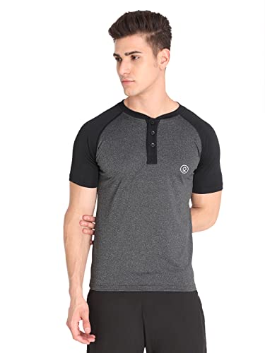 Image of CHKOKKO Men's Round Neck Gym T-Shirt Anthra Black S