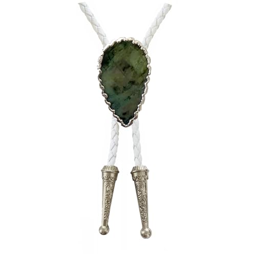 Image of Daisy Del Sol Bolo Tie Turquoise Stone Braided Vegan Faux Leather Silver Tips Handmade Necklace Adjustable Boho Western Jewelry