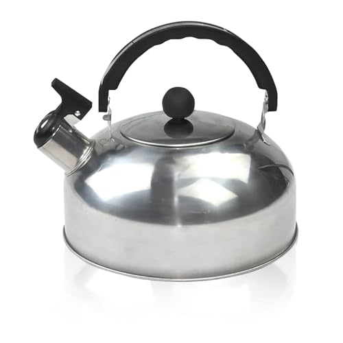 FORYNXHWIN Camping Whistling Kettle 3L Whistle Kettle Stainless Steel Heat-Resistant Portable Travel Teapot Coffee Mug with Folding Safe Handle & Spout for Home Office Travel Camping