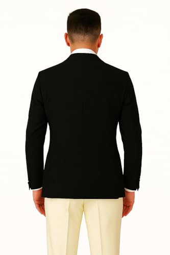 Men's Black and Ivory Tuxedo with Wide Shawl Lapel – 3 Piece Formal Suit with Vest and Trousers2