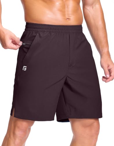 Image of GGJ Men's Lightweight Athletic Shorts with 2 Zipper Pockets 7 inch /9 inch /5 inch Gym Workout Running Quick Dry Tennis Shorts for Men