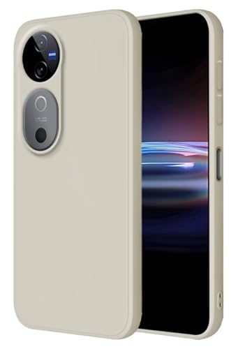 HONLEN Hülle für vivo V40 5G Schutzhülle Case (6.78 Inches) Liquid TPU Silicone Handyhülle mit Fallschutz Silikon Cover Altweiß