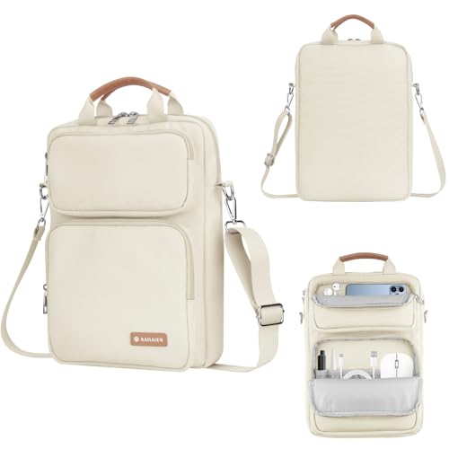 Image of 10-13 Inch Tablet Sleeve Bag, Ipad Bag for 13 In /11 in New iPad Pro M4 & 13 in Air M2 2024,iPad Pro 12.9 M2&M1,Ipad 10.9,Galaxy Tab S8+ /S9+ 12.4,with Removable Shoulder Strap (Beige)